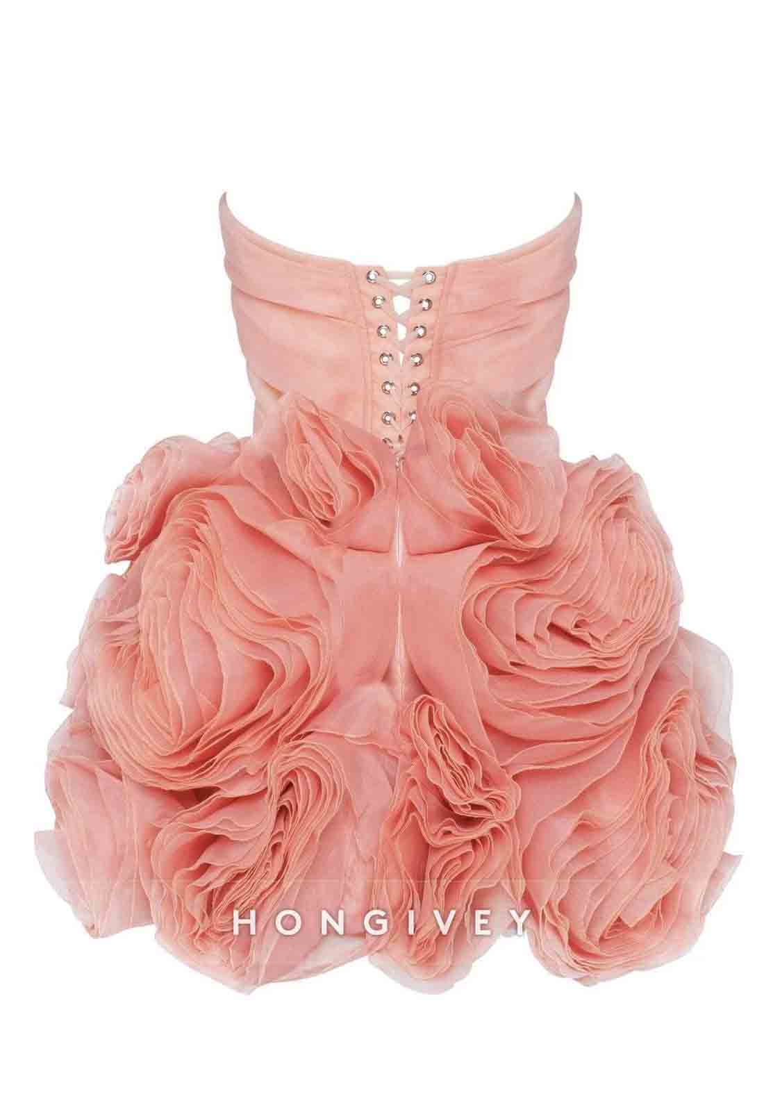 Strapless A-Line Crisscross Back Short Homecoming Dresses with ruffles