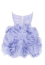 Strapless A-Line Crisscross Back Short Homecoming Dresses with ruffles