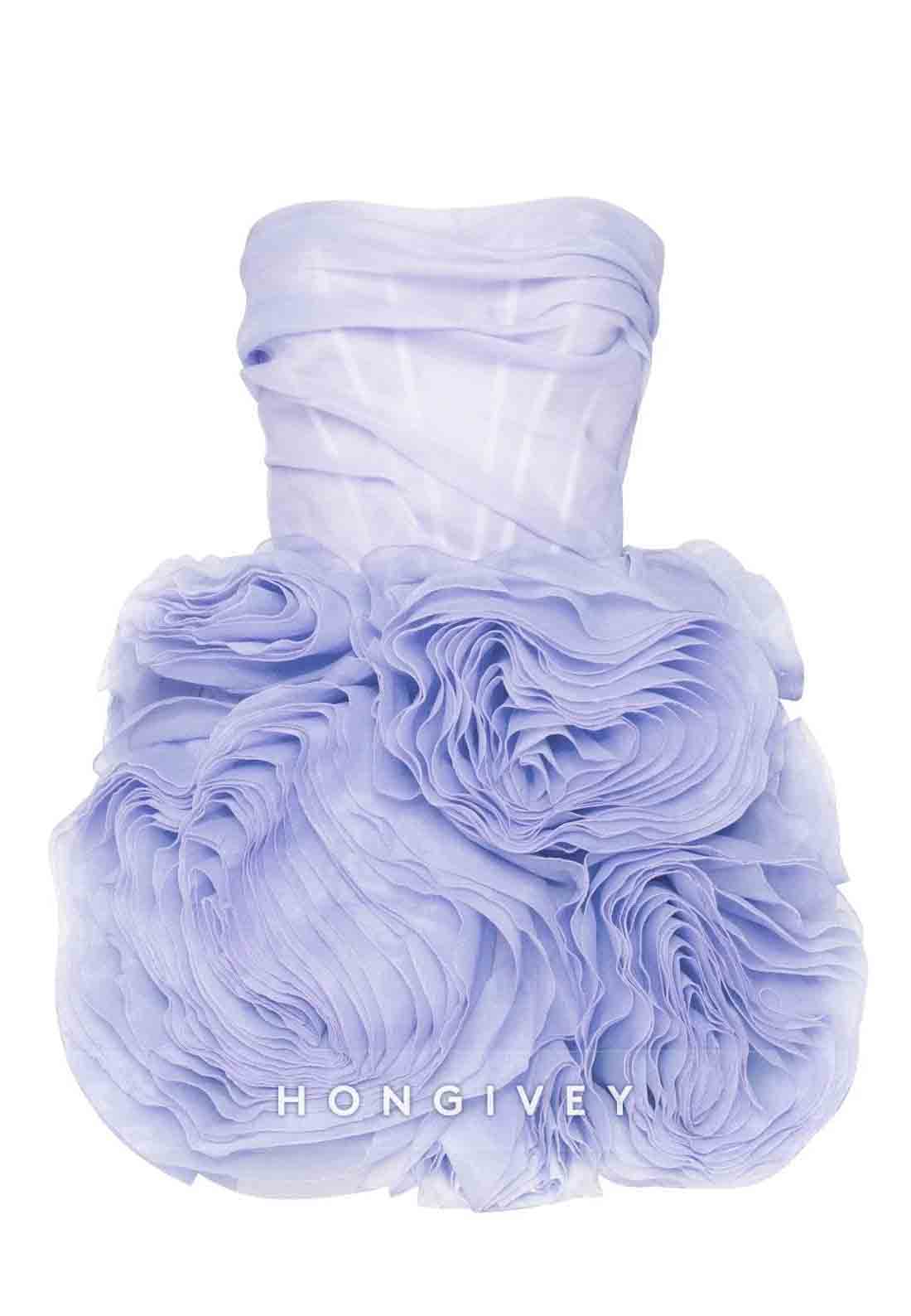 Strapless A-Line Crisscross Back Short Homecoming Dresses with ruffles