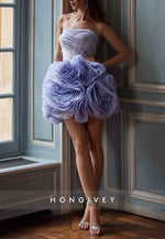 Strapless A-Line Crisscross Back Short Homecoming Dresses with ruffles