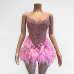 H2092 - Sexy Fitted Glitter Illusion Scoop Cap Sleeves Feathers Homecoming Dresses For Black Women