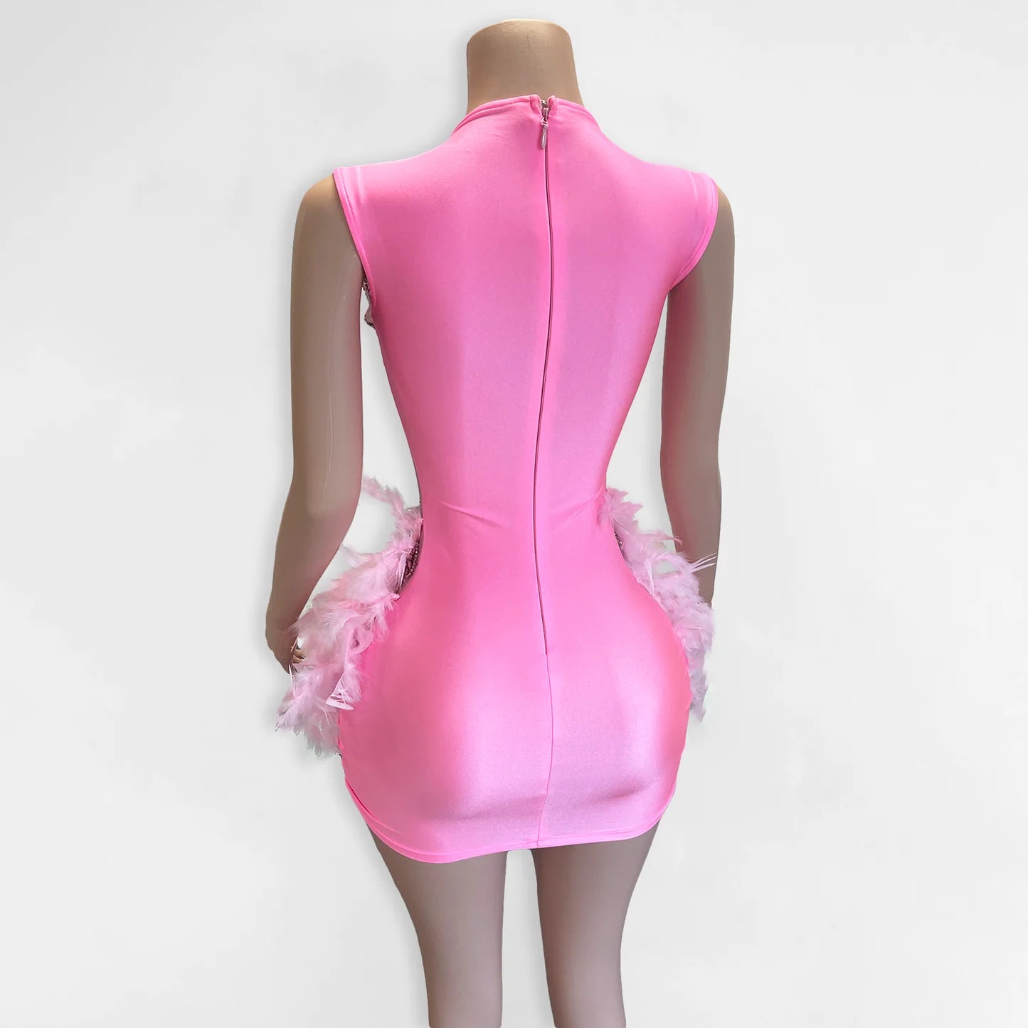 H2092 - Sexy Fitted Glitter Illusion Scoop Cap Sleeves Feathers Homecoming Dresses For Black Women