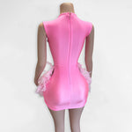 H2092 - Sexy Fitted Glitter Illusion Scoop Cap Sleeves Feathers Homecoming Dresses For Black Women