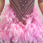 H2092 - Sexy Fitted Glitter Illusion Scoop Cap Sleeves Feathers Homecoming Dresses For Black Women