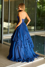 Fashion Spaghetti Strap Sparkle A-Line Ruched Floor-Length Prom Dress