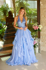 Fashion Spaghetti Strap Sparkle A-Line Ruched Floor-Length Prom Dress