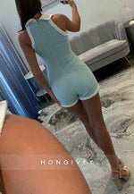 Fashionable Sweetheart Blue Sleeveless Mini Homecoming Dress with Buttons