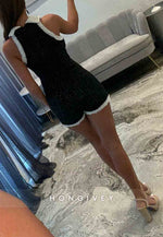 Fashionable Sweetheart Blue Sleeveless Mini Homecoming Dress with Buttons