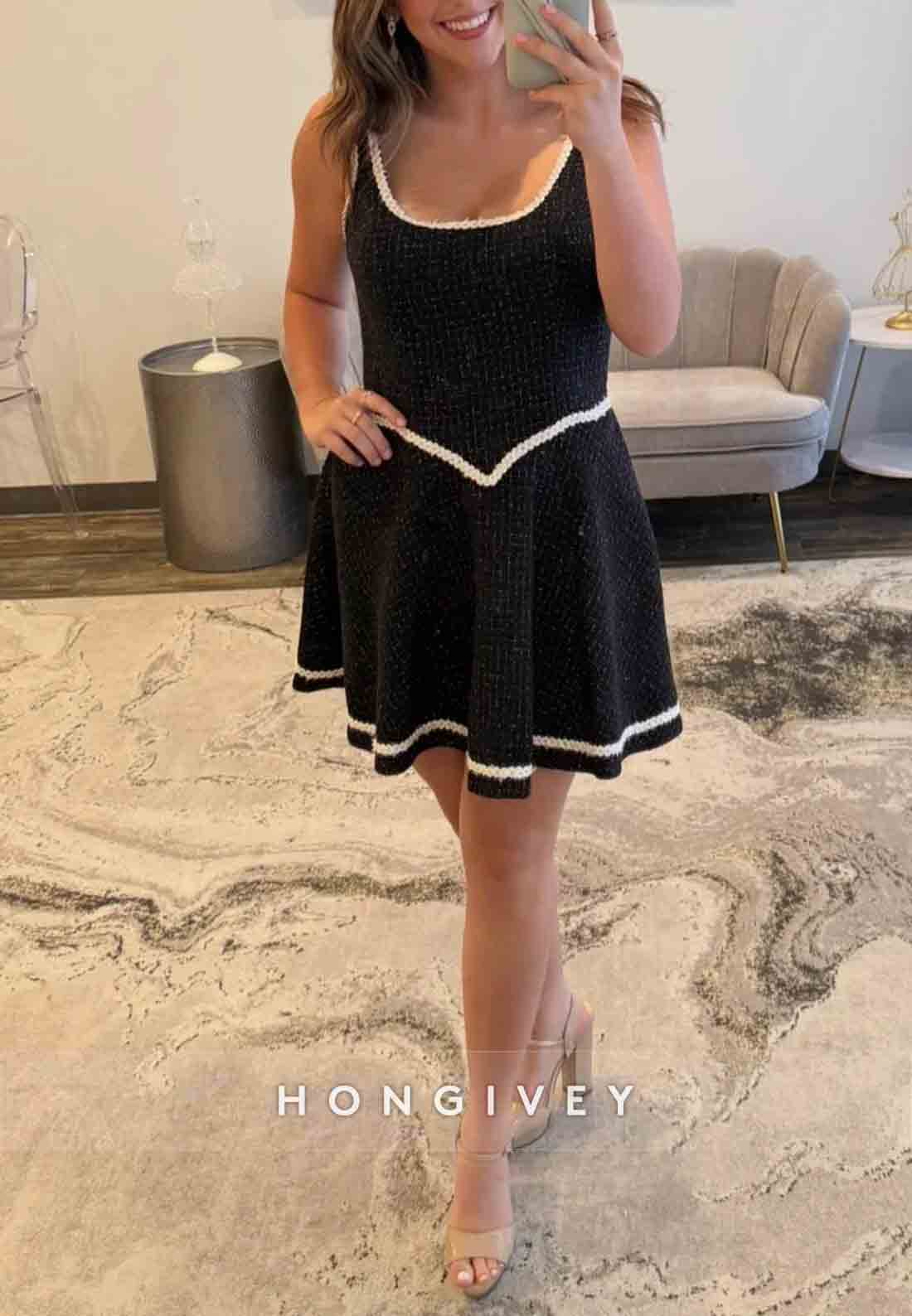 Simple Regular Straps A-Line Pleated Short Homecoming Dress with Trim