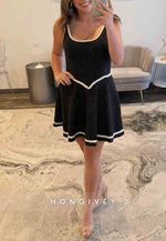 Simple Regular Straps A-Line Pleated Short Homecoming Dress with Trim