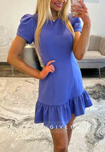 Fashionable Short Sleeves Sheath Short Homecoming Dresses with Ruched