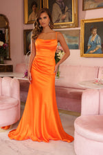 Simple Spaghetti Straps Sleeveless Backless Mermaid Floor-Length Prom Dress