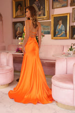Simple Spaghetti Straps Sleeveless Backless Mermaid Floor-Length Prom Dress