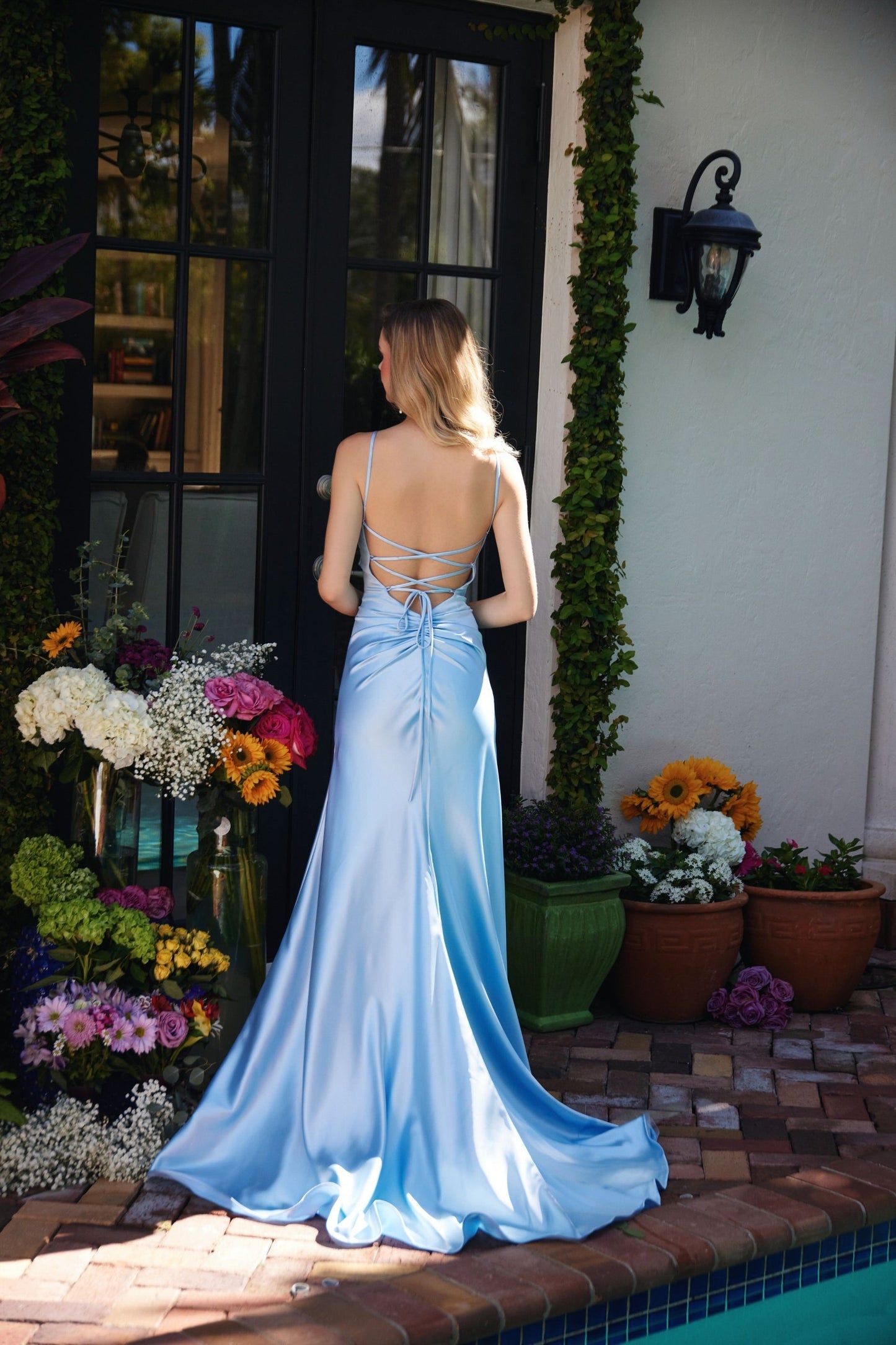 Simple Spaghetti Straps Sleeveless Backless Mermaid Floor-Length Prom Dress