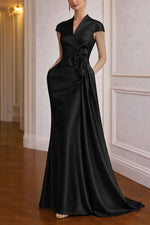 V-Neck Flowers Mermaid Sleeveless Evening Dress Mother of the Bride Dress