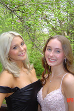 Beaded Straps Light Pink Appliques A-Line Long Dress