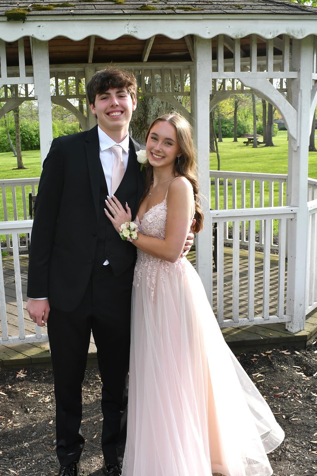 Beaded Straps Light Pink Appliques A-Line Long Dress