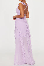 Beautiful A Line Sweetheart Lilac Long Prom Dress with Ruffles