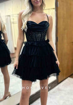 Spaghetti Straps A-Line Crisscross Back Sleeveless Sweetheart Short Homecoming Dresses