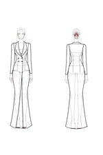 Business Blazer Dress Black Lapel Long Sleeve Mermaid Floor-Length Dress