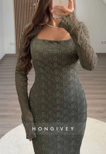 Elegant Long Sleeves Lace Formal Gown Detachable Mermaid Evening Gowns