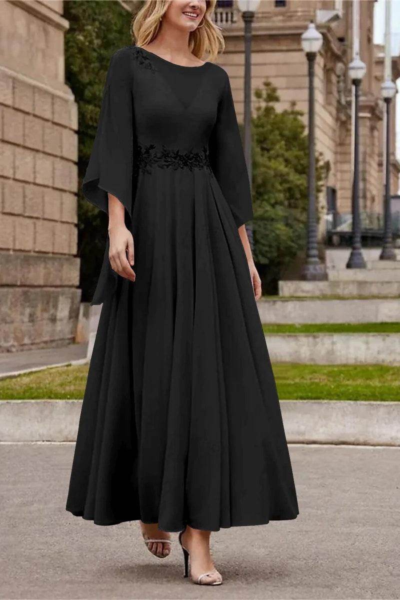 A Line Princess Jewel Neck Ankle Length Sequins Mother Dresses