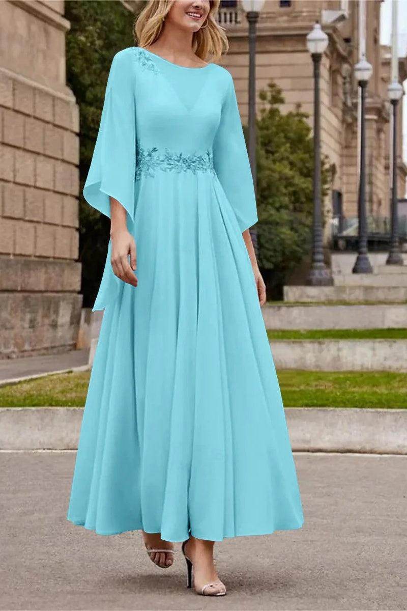 A Line Princess Jewel Neck Ankle Length Sequins Mother Dresses