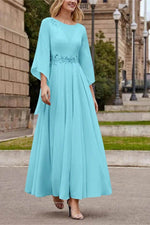 A Line Princess Jewel Neck Ankle Length Sequins Mother Dresses