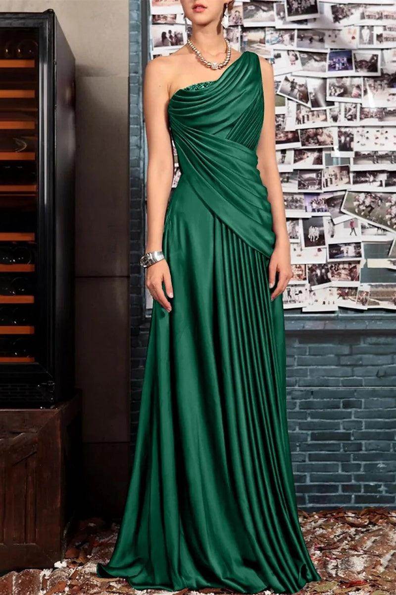 Sheath One Shoulder Sleeveless Floor Length Mother Dresses