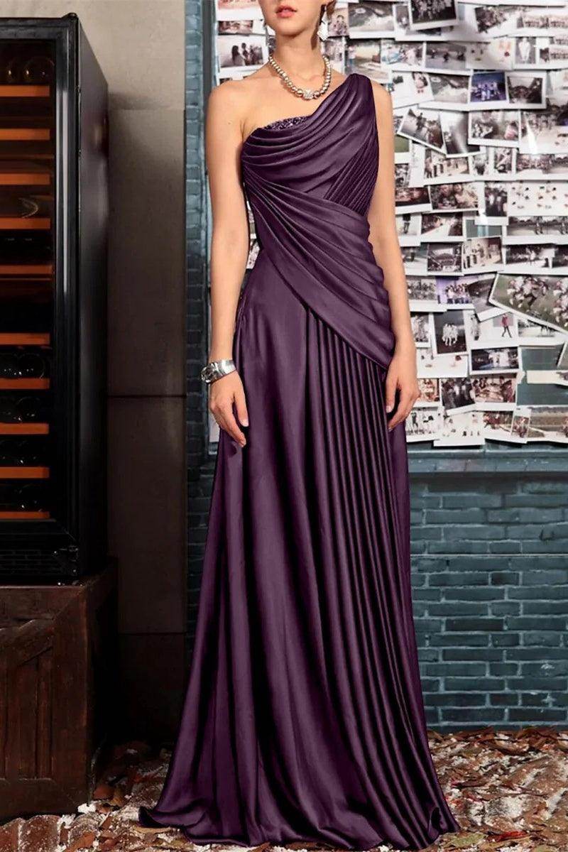 Sheath One Shoulder Sleeveless Floor Length Mother Dresses