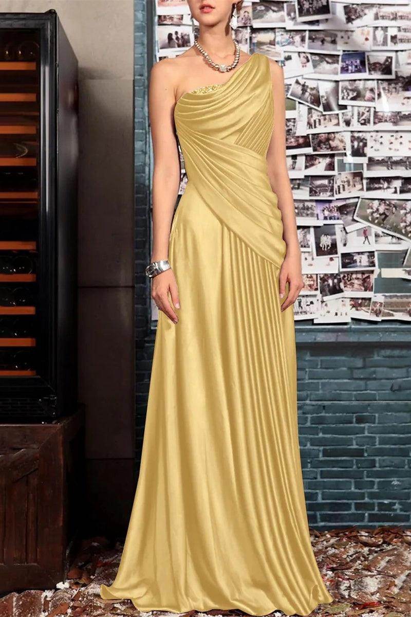 Sheath One Shoulder Sleeveless Floor Length Mother Dresses