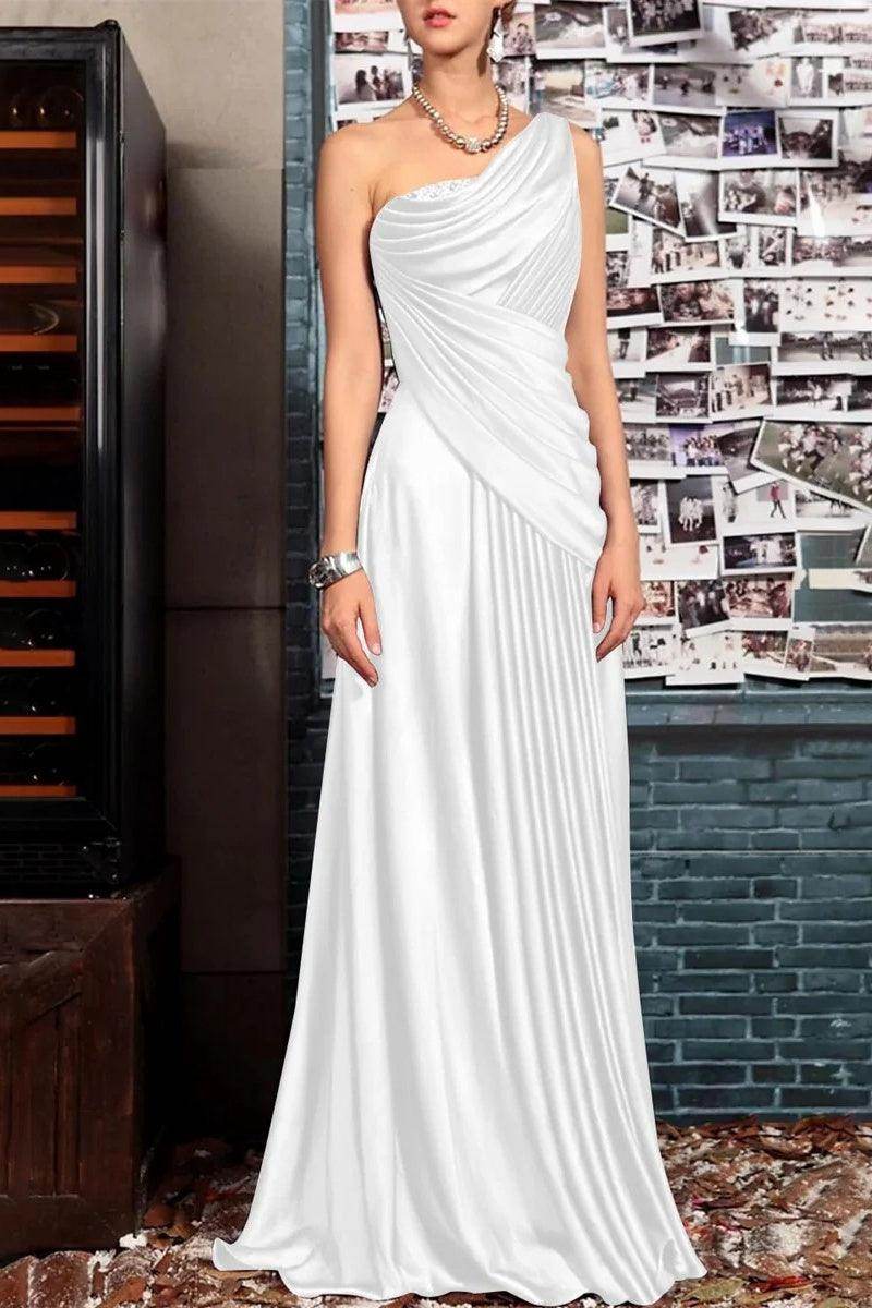 Sheath One Shoulder Sleeveless Floor Length Mother Dresses