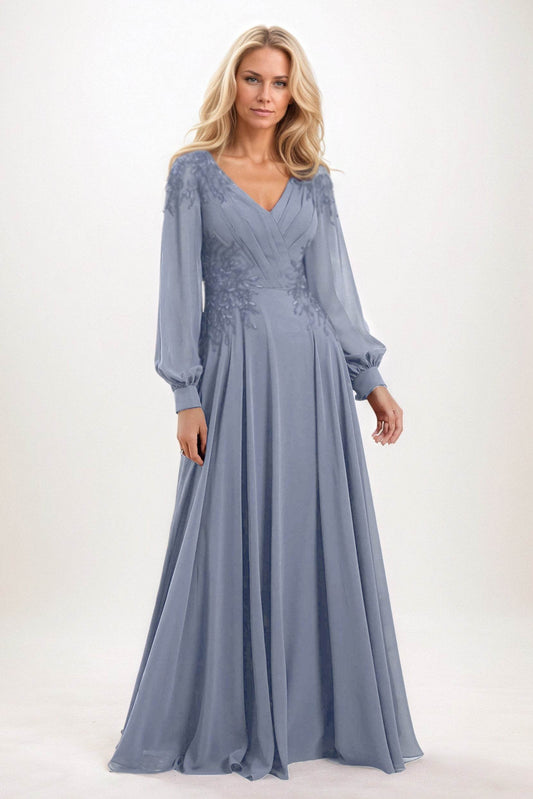 A-Line Maxi Chiffon Mother of the Bride Dresses