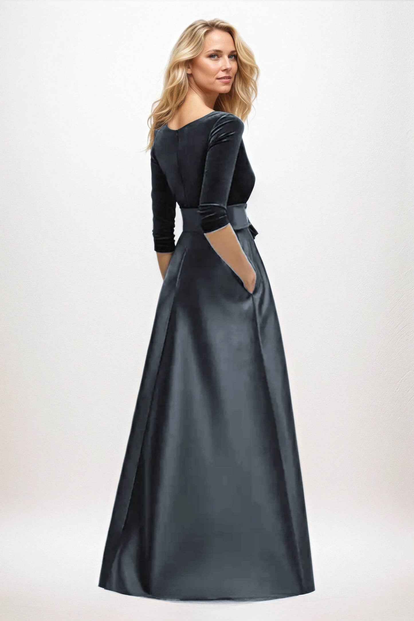 A-Line Maxi Velvet Satin Mother of the Bride Dresses