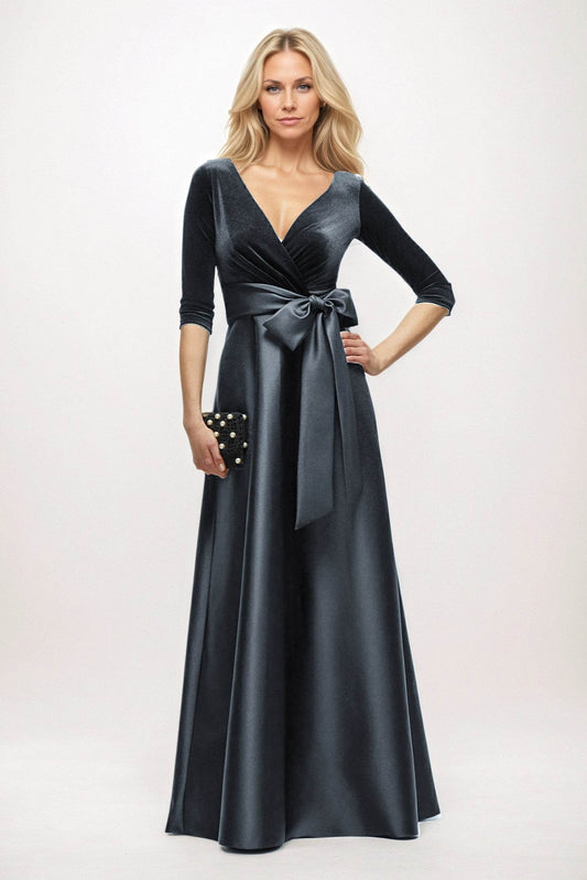 A-Line Maxi Velvet Satin Mother of the Bride Dresses