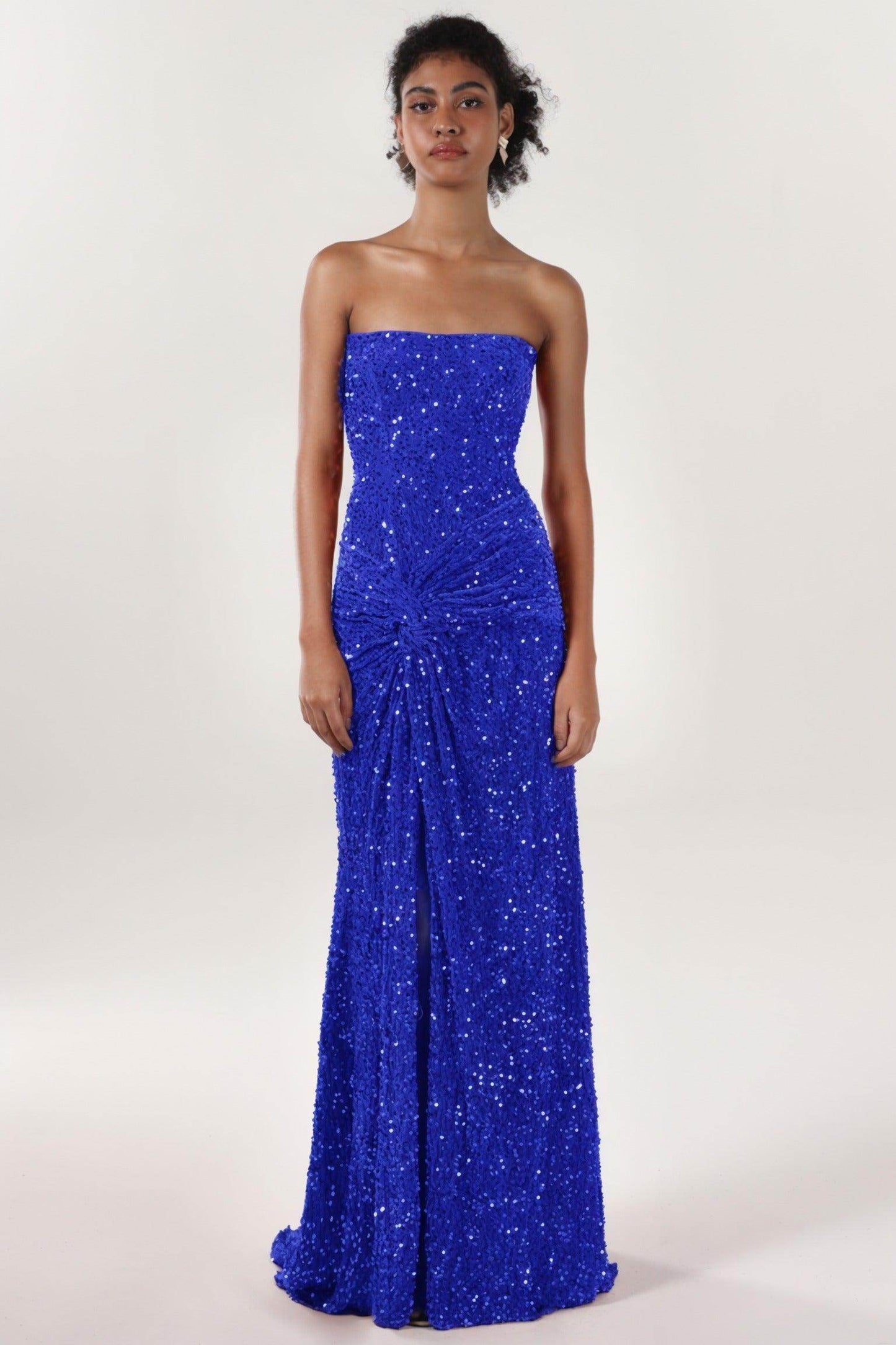 Sheath-Column Sweep-Brush Train Velvet Sequin Prom Dress