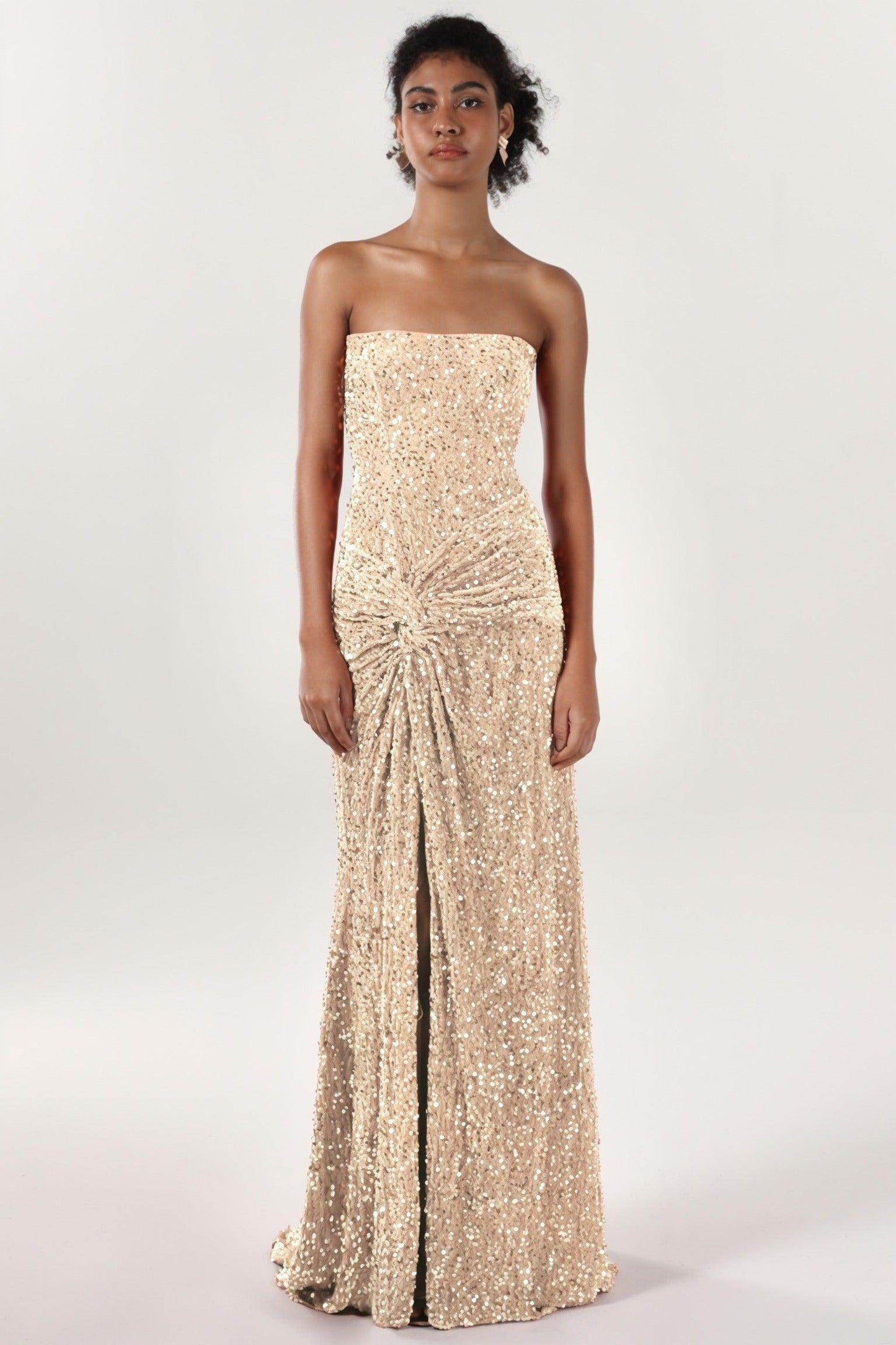 Sheath-Column Sweep-Brush Train Velvet Sequin Prom Dress