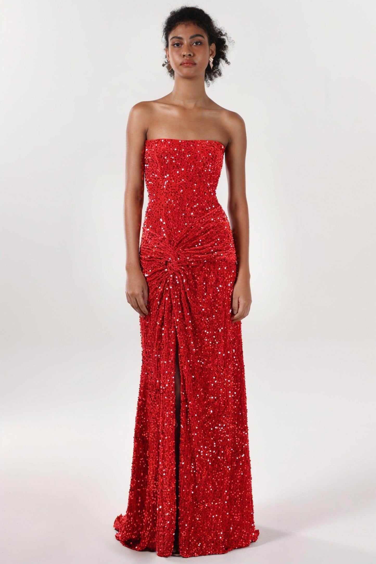 Sheath-Column Sweep-Brush Train Velvet Sequin Prom Dress