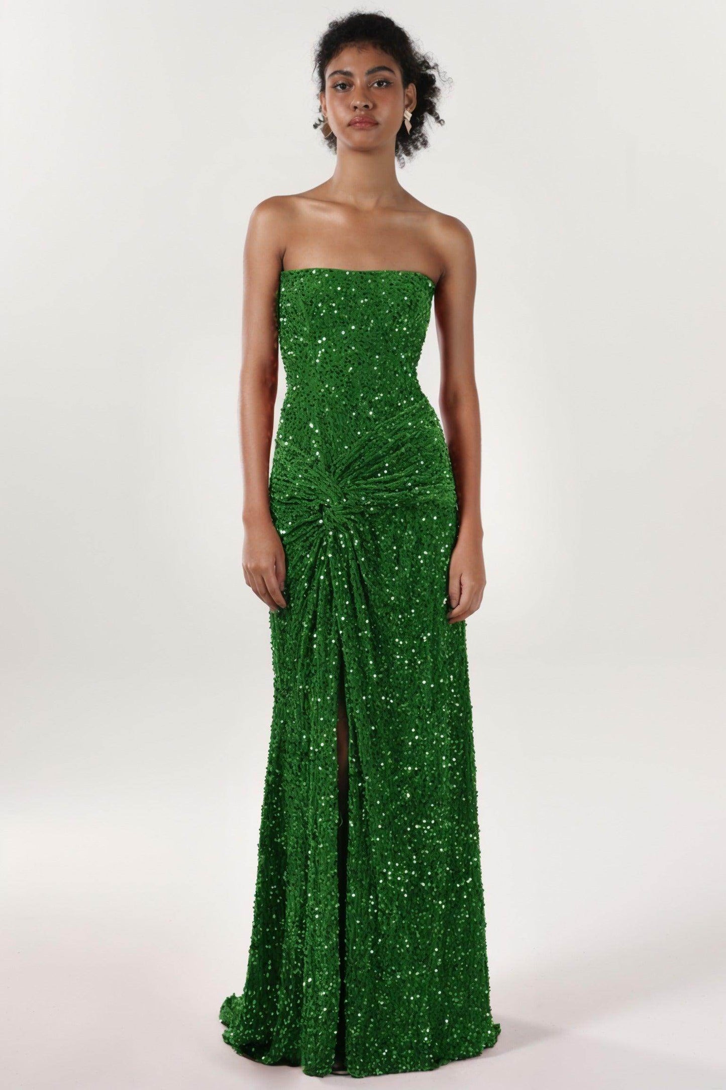 Sheath-Column Sweep-Brush Train Velvet Sequin Prom Dress