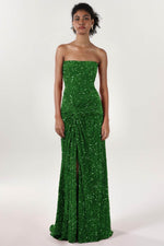 Sheath-Column Sweep-Brush Train Velvet Sequin Prom Dress