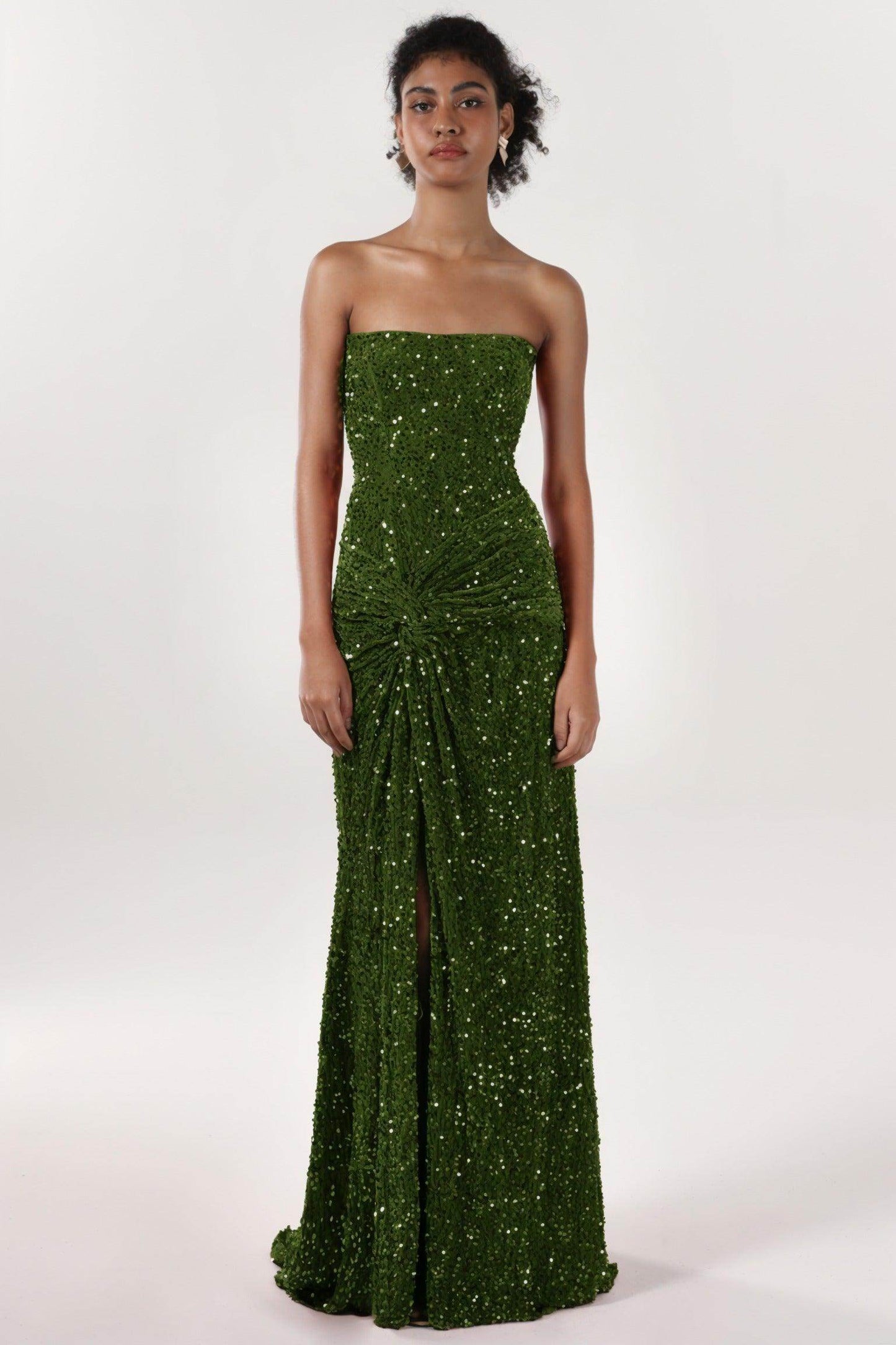 Sheath-Column Sweep-Brush Train Velvet Sequin Prom Dress