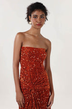 Sheath-Column Sweep-Brush Train Velvet Sequin Prom Dress