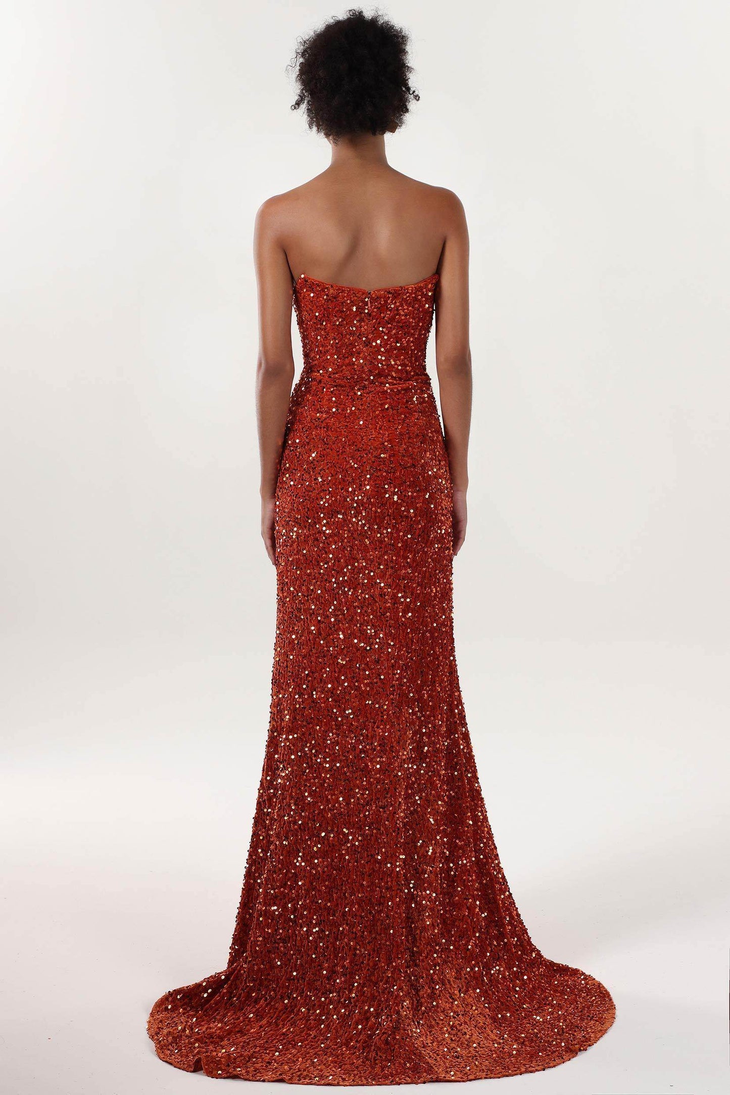 Sheath-Column Sweep-Brush Train Velvet Sequin Prom Dress