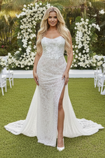 Sexy Sweetheart Sleeveless Sequins Sparkle Wedding Dress