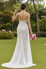 Sexy Sweetheart Sleeveless Sequins Sparkle Wedding Dress