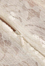 Champagne Spaghetti Straps Sheath 3D Floral Sequin Long Prom Dress with Slit