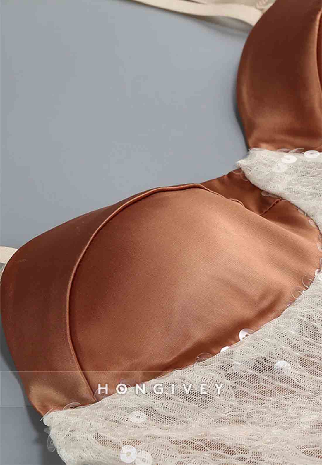 Champagne Spaghetti Straps Sheath 3D Floral Sequin Long Prom Dress with Slit