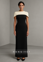 Shawl Sheath Ankle-Length Simple Evening Gowns with Cloak