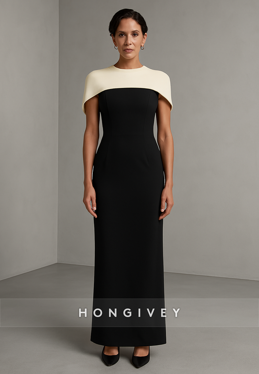 Shawl Sheath Ankle-Length Simple Evening Gowns with Cloak