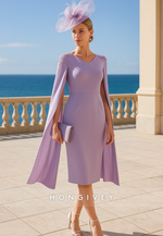Lilac Knee-Length Cocktail Dress Sheath Scoop Mother of the Bride Dress